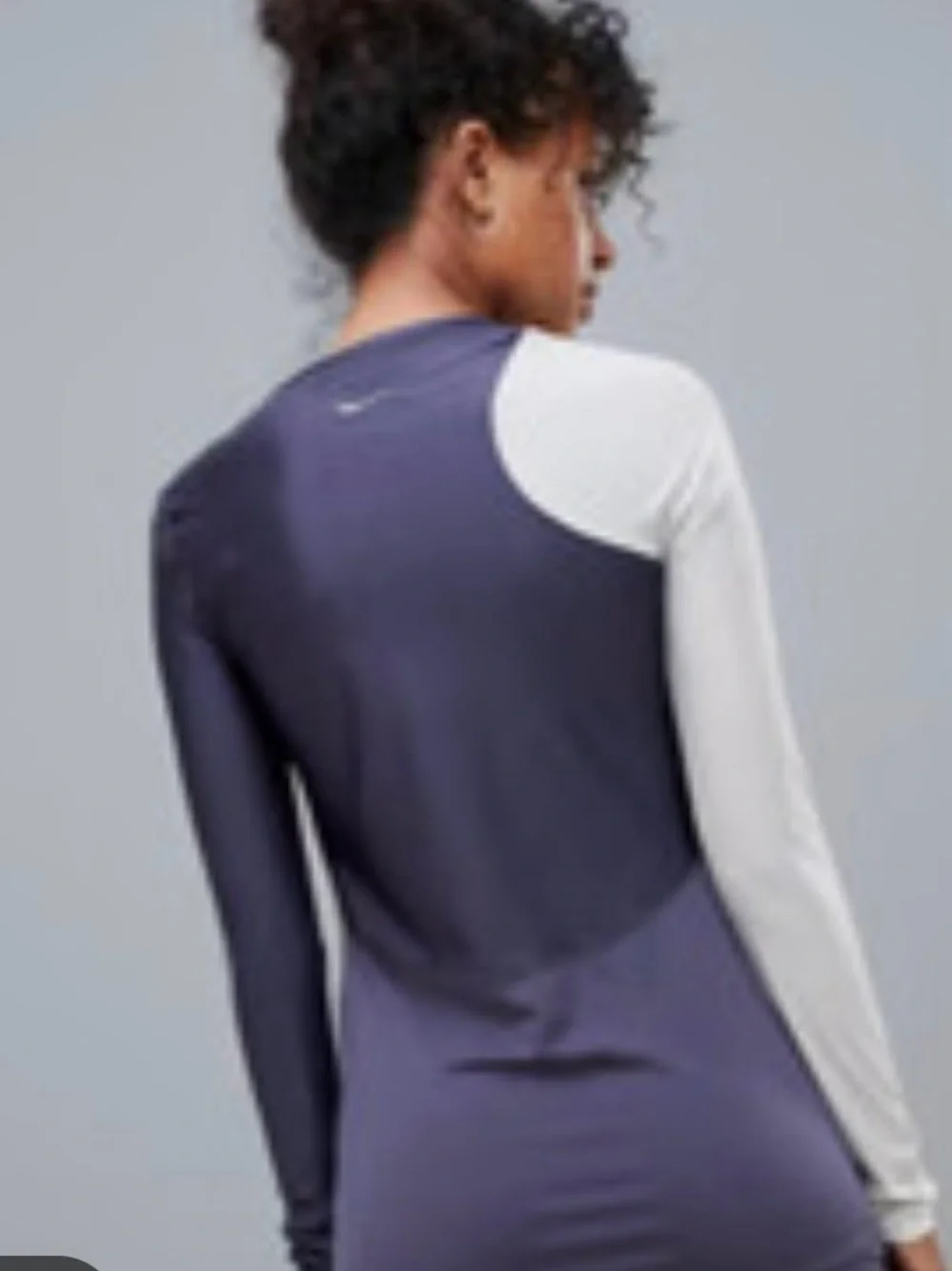Nike Pro Hypercool Long Sleeve Colorblock Top Sheer Purple Nude Nylon